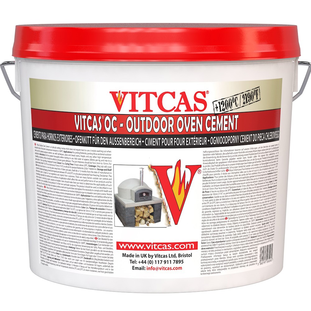 Outdoor Oven Cement: Preparing Your First Brickwork Vitcas Outdoor Oven Cement packaging for exterior refractory joints